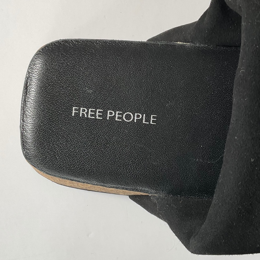 Free People Black Dual-Strap Cork Platform Slides - Picture 4 of 7